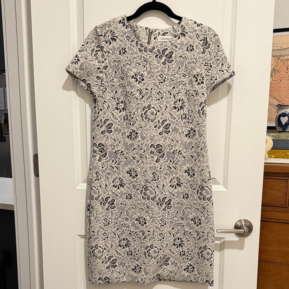 Calvin Klein Black and White Patterned Mini Dress